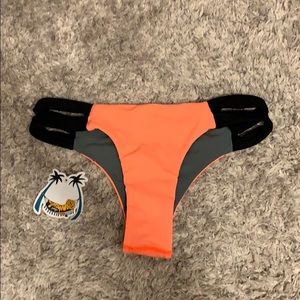 Coral/Black Jolyn Bikini Bottoms